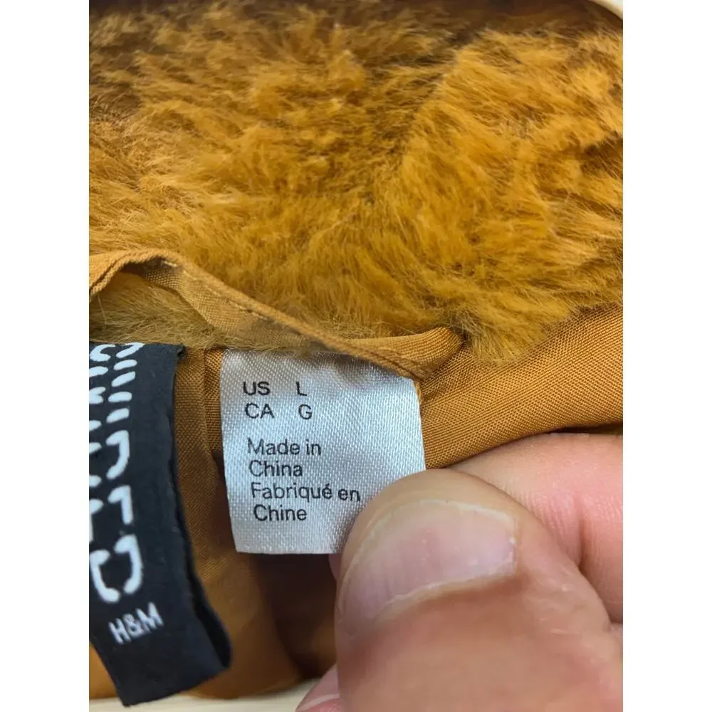 H&M Divided Mustard Teddy Fleece Jacket Women's Large Button Front Plush